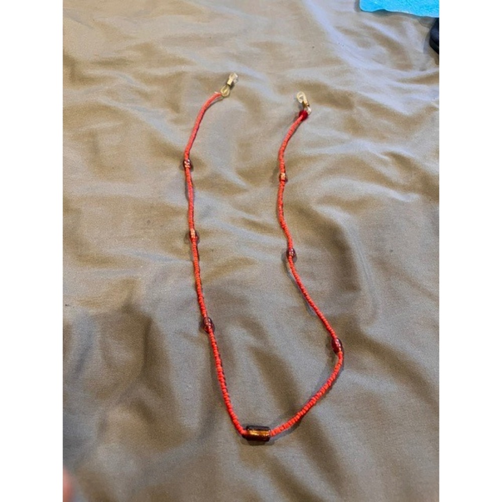 Handmade Red Seed Bead Eyeglass Chain Sunglasses Lanyard Holder Bohemian Style